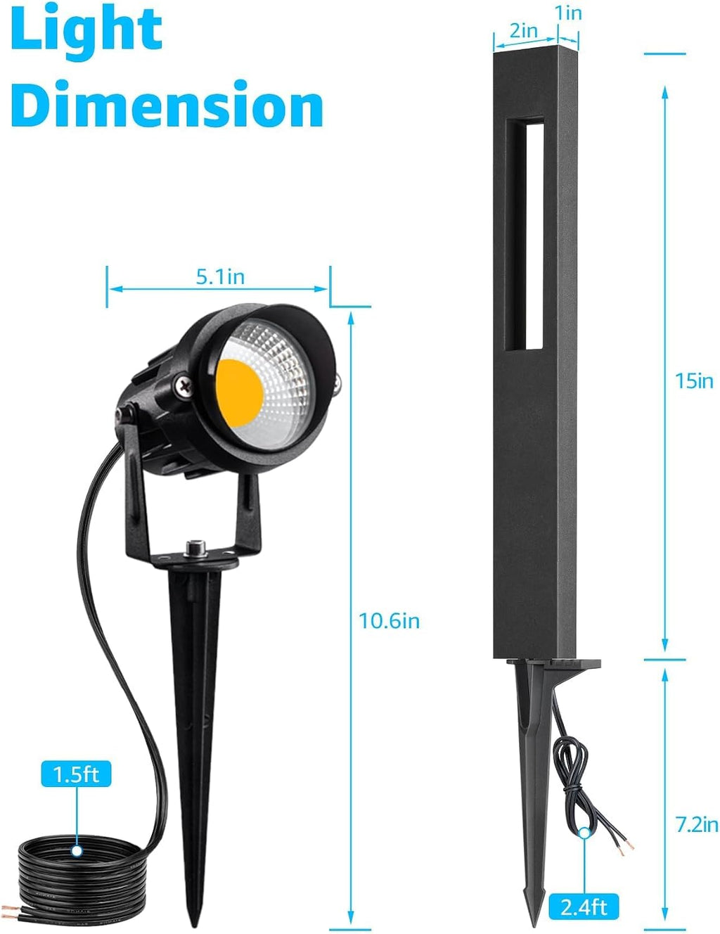 SUNVIE 12-Pack Low Voltage Pathway Lights Wired with Spotlights LED Outdoor Landscape Lighting Kit for Path, Garden, Yard, Patio, Cast-Aluminum, IP65 Waterproof, 12-24V AC/DC, 3000K Warm White, Black