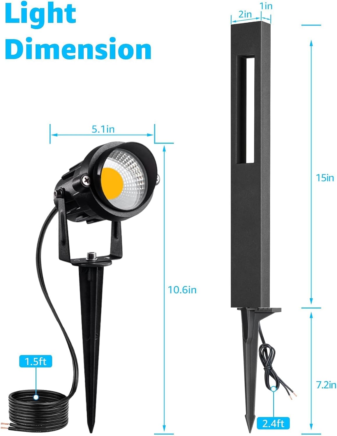 SUNVIE 12-Pack Low Voltage Pathway Lights Wired with Spotlights LED Outdoor Landscape Lighting Kit for Path, Garden, Yard, Patio, Cast-Aluminum, IP65 Waterproof, 12-24V AC/DC, 3000K Warm White, Black