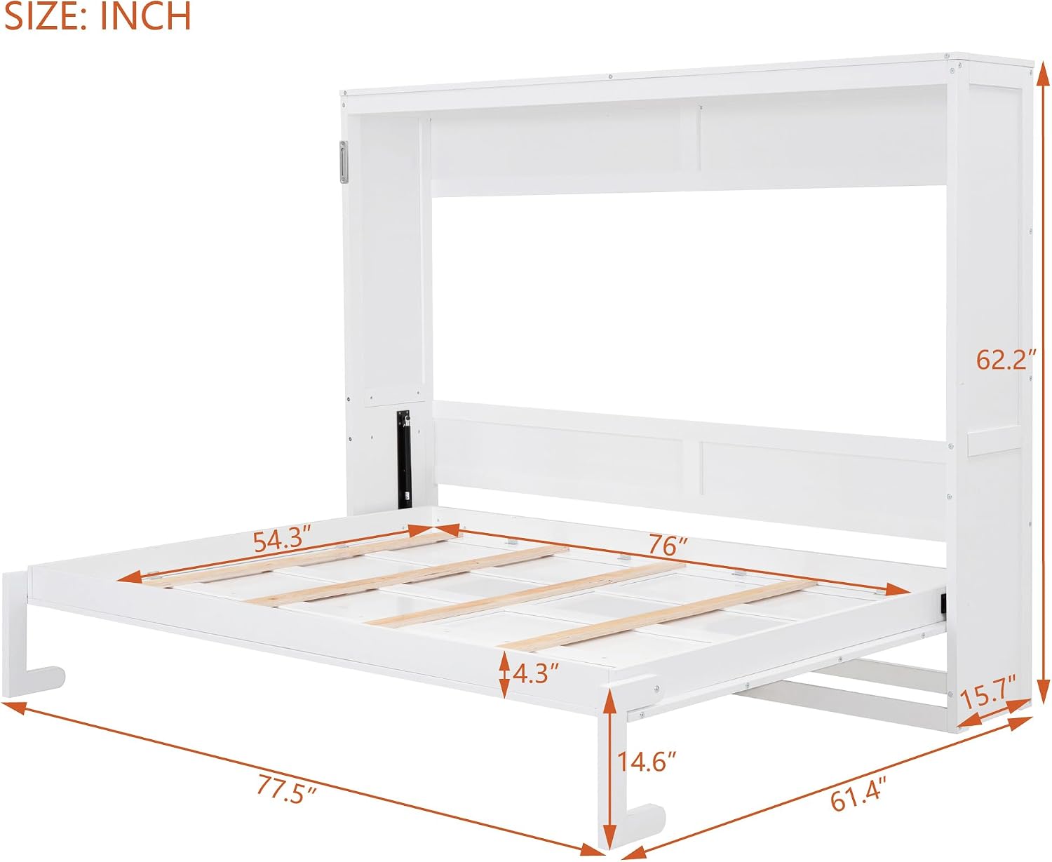 Merax Modern Farmhouse Solid Wood Murphy Bed Chest/Space Saving/Wood Slat Support/Full,White