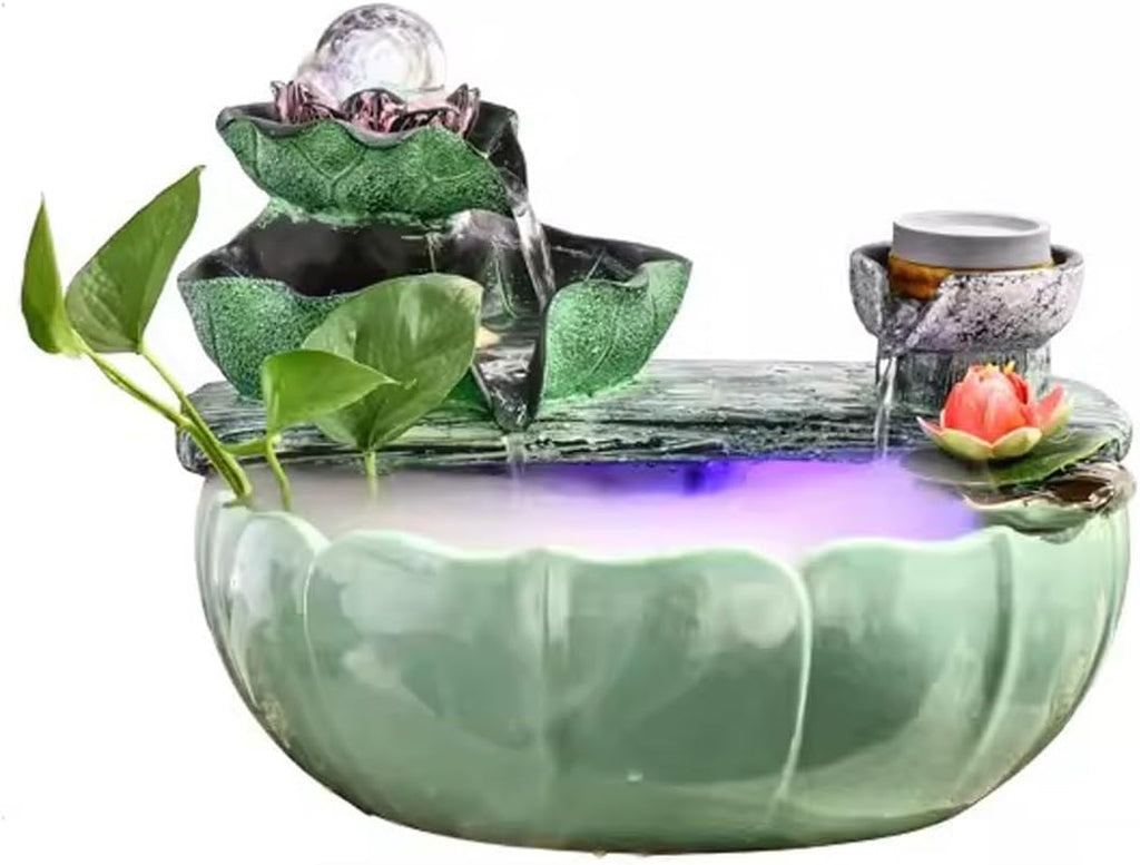 Tabletop Fountain Alpine Fountain Small Decoration Recycling Indoor Crystal Fish Tank Opening ttraction Wealth Desktop Decoration Desktop Fountain Indoor Waterfall(Large)