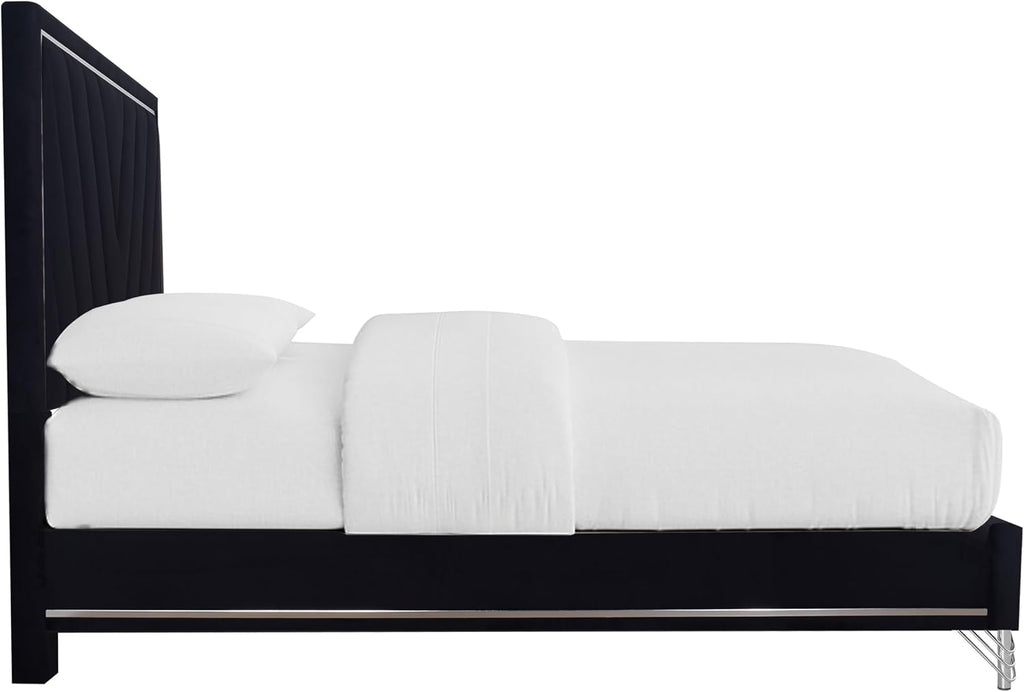 New Classic Furniture Ava 5-Piece Wood Queen Bedroom Set with 2 Nightstands, Ebony Black