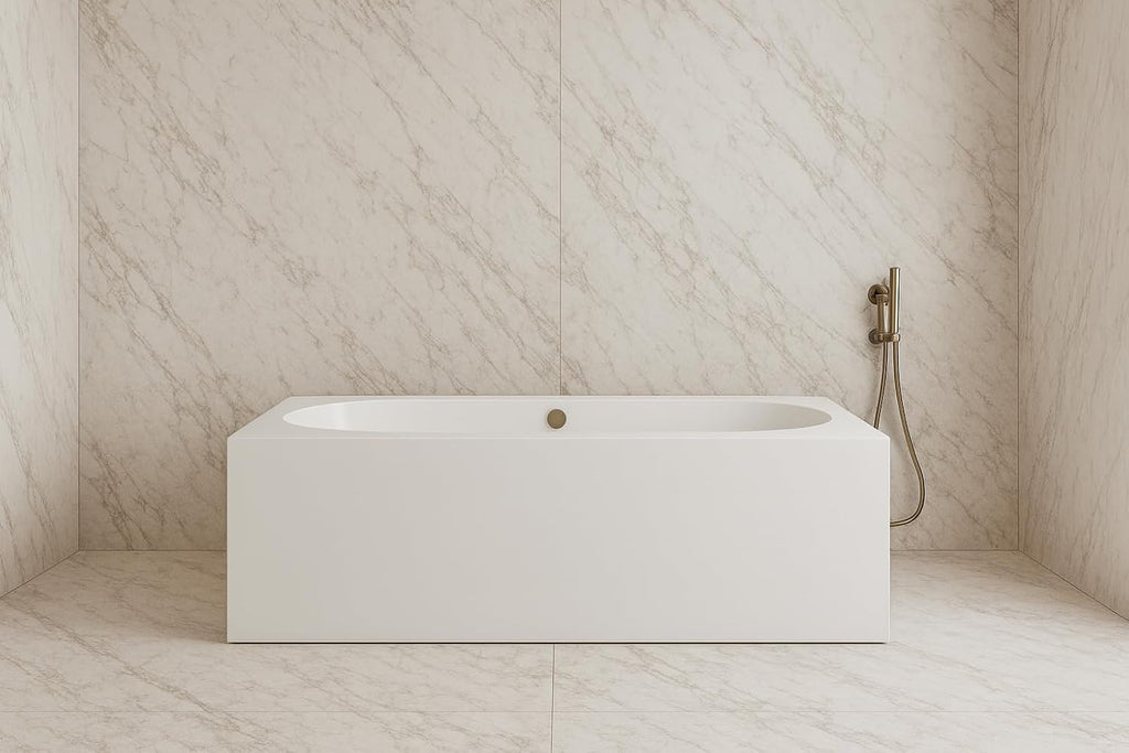 Carver Tubs - Aphrodite 67' - Modern White Rectangle Freestanding Soaking Bathtub With Brushed Nickel Drain - White Oval Interior Acrylic Fiberglass Tub - Deep Relaxing Soak - 67'L x 31.5'W x 23'H