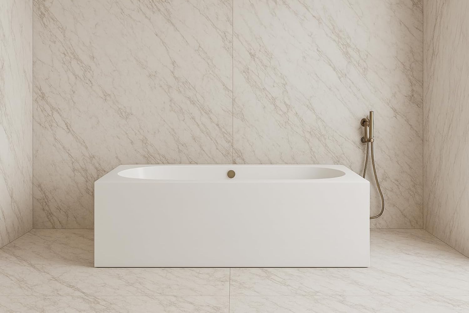 Carver Tubs - Aphrodite 67' - Modern White Rectangle Freestanding Soaking Bathtub With Brushed Nickel Drain - White Oval Interior Acrylic Fiberglass Tub - Deep Relaxing Soak - 67'L x 31.5'W x 23'H