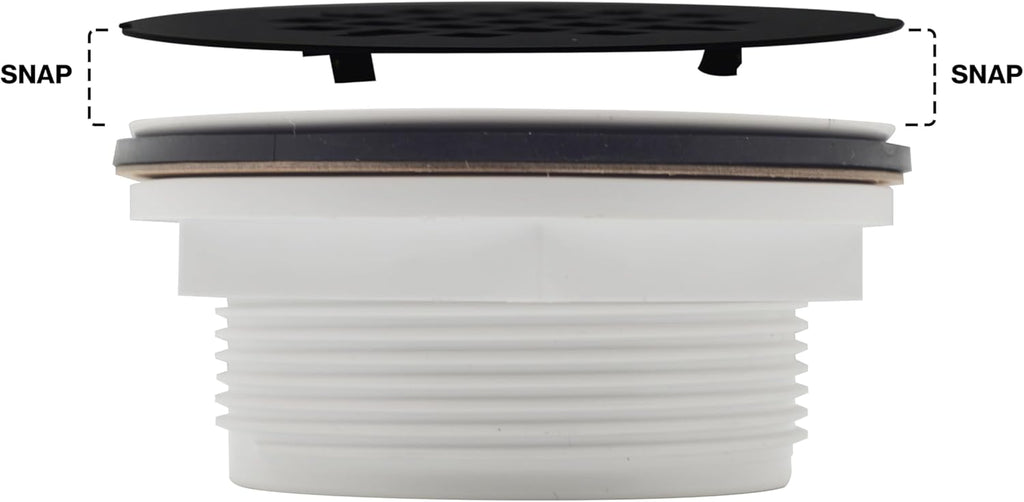 Westbrass D206P-5-12 2' No-Caulk PVC Compression Shower Drain with 4-1/4' Round Grid Cover, Oil Rubbed Bronze (5-Pack)