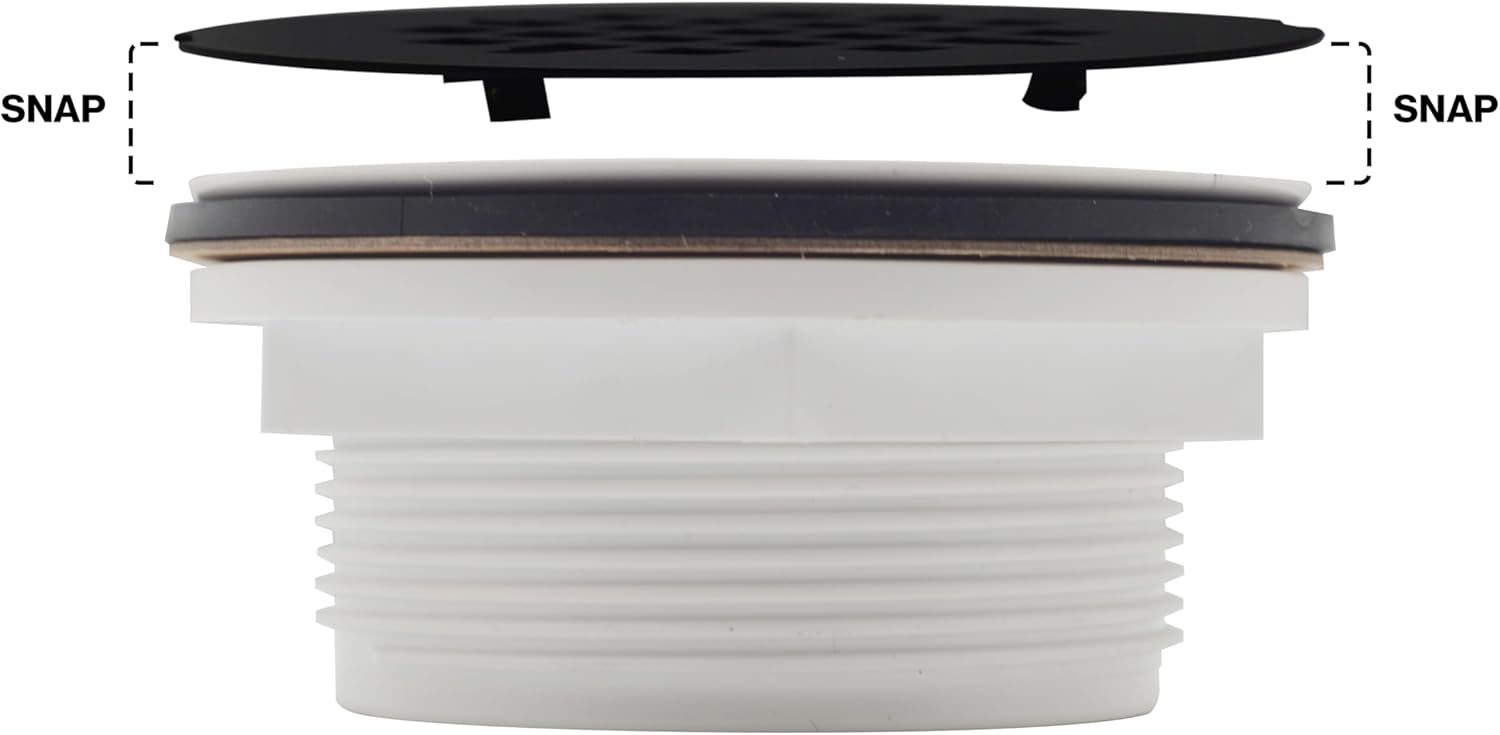 Westbrass SP6036WP-62 60' x 36' 3-Wall Shower Pan with Plastic Center Drain and 4-1/4' Cross Grid Brass Drain Cover, Matte Black