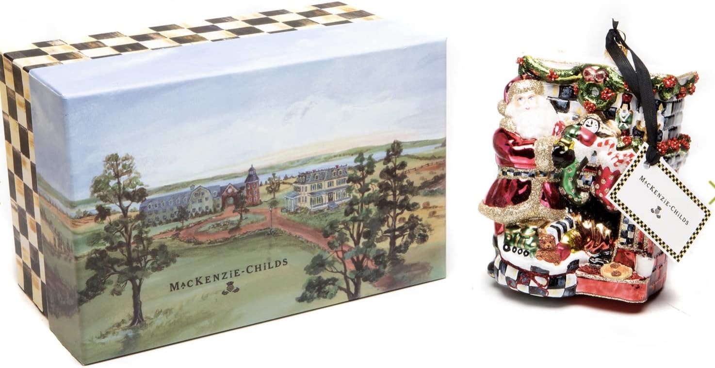 MacKenzie-Childs Glass Ornament - Fireside Chat Santa