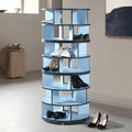 Kings Brand Furniture - 7-Tier Rotating Shoe Rack, 360° Revolving Lazy Susan Spinning Shoe Rack Tower Storage Organizer for Closet Entryway Bedroom Hallway, Blue