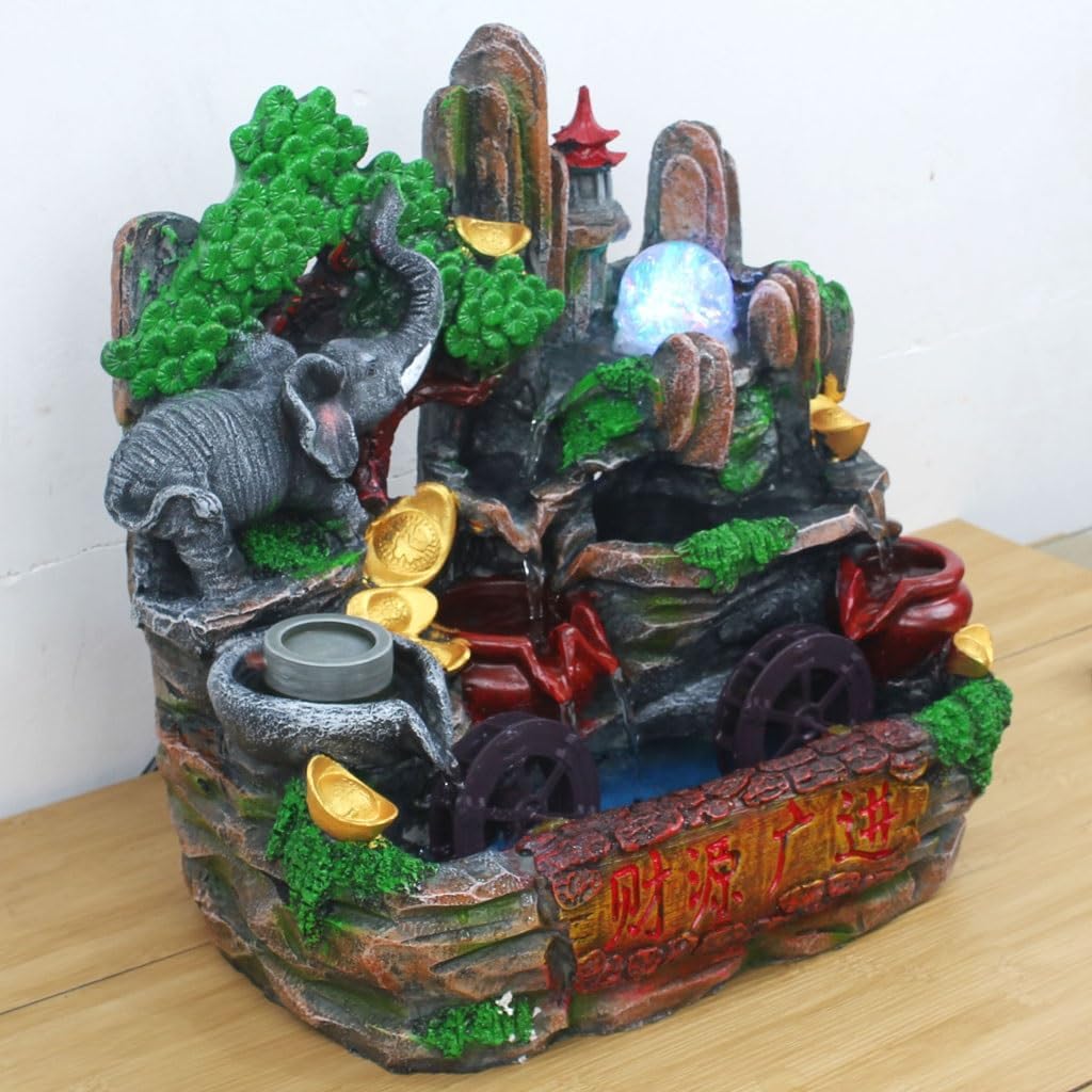 House Decorative Items Tabletop Fountain Fish Tank Resin Rockery Water Fountain Creative Home Decoration Crafts Tabletop Waterfall Fountain,A