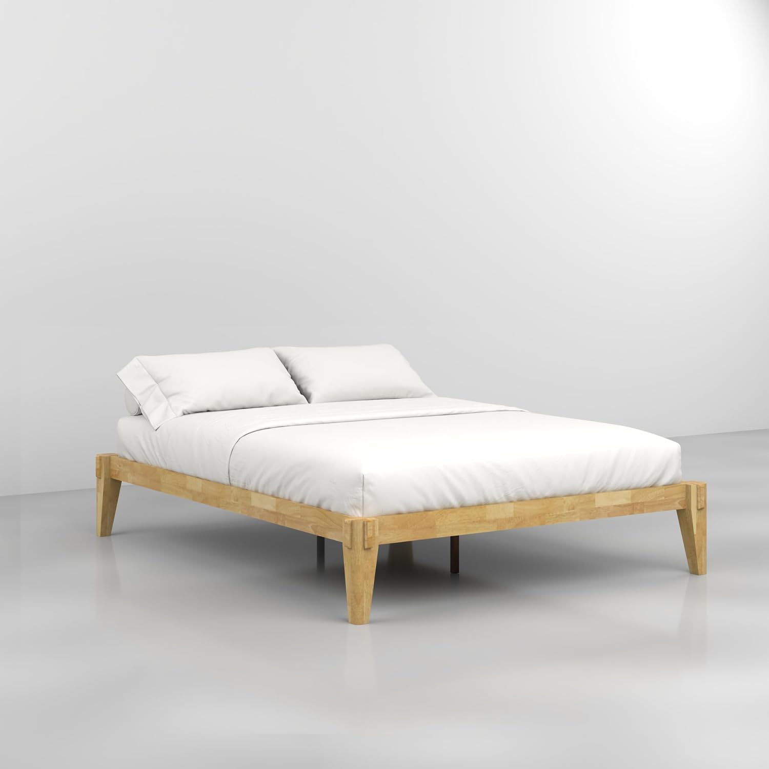 Bme Chalipa 14' Queen Bed Frame - Solid Wood Platform Bed - Japanese Joinery Bed Frame - Wood Slat Support - No Box Spring Needed - Easy Assembly - Minimalist & Modern Style, Golden Natural