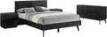 Armen Living Petra Queen 4 Piece Wood Bedroom Set in Black Finish