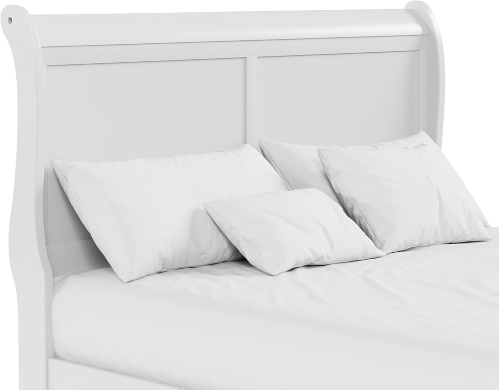 Furniture of America Arabella Traditional Solid Wood 5 Piece Bedroom Set with King Bed Frame, Nightstands, Dresser with Mirror, Storage and Organization, Bedframe Box Spring Needed, White