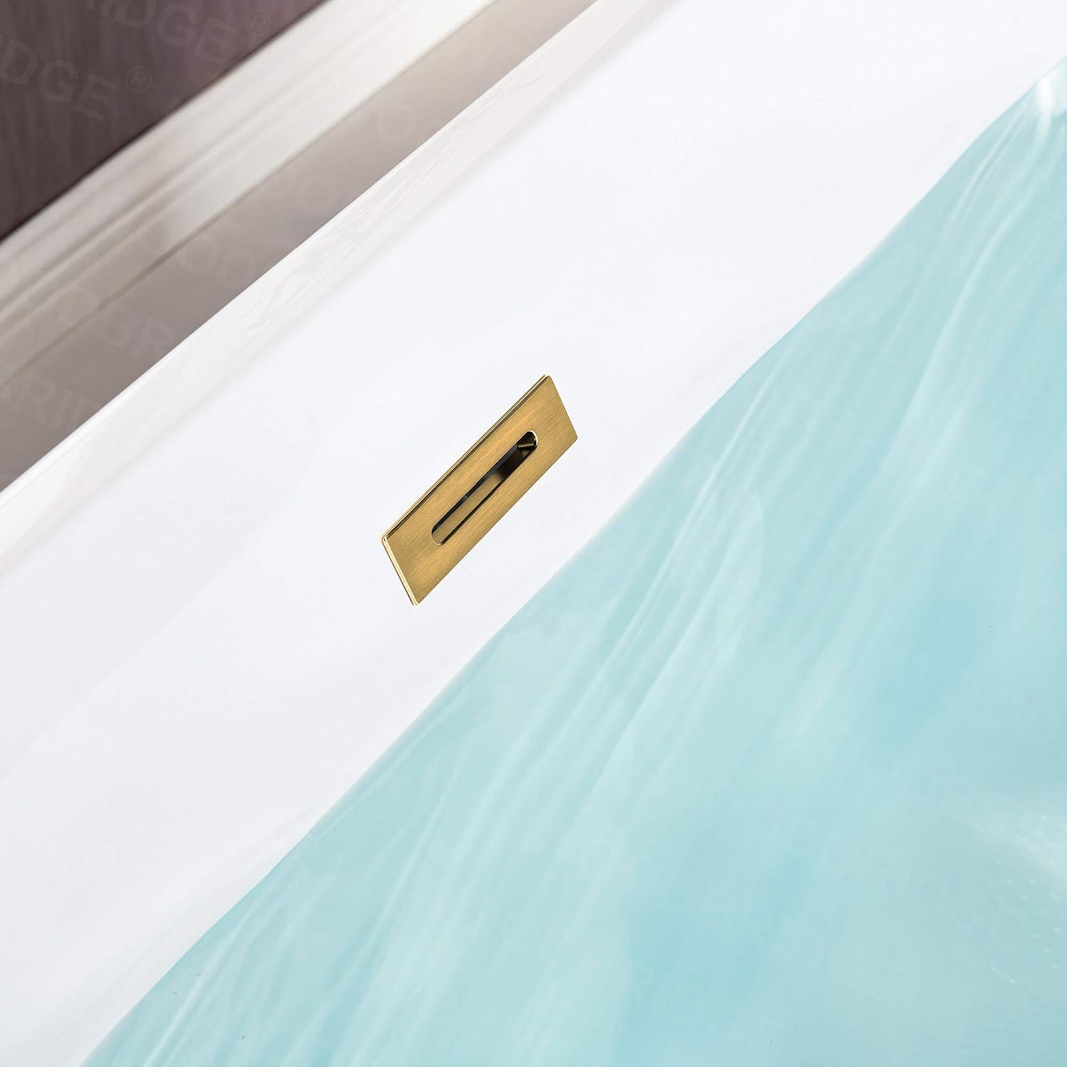WOODBRIDGE 67' Acrylic Freestanding Bathtub Contemporary Soaking White Tub with Brushed Gold Overflow and Drain，BTS1609 -BG-Drain &O