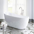 WOODBRIDGE 54' Acrylic Freestanding Bathtub Contemporary Soaking White Tub with Brushed Nickel Overflow and Drain，BTA1507-B