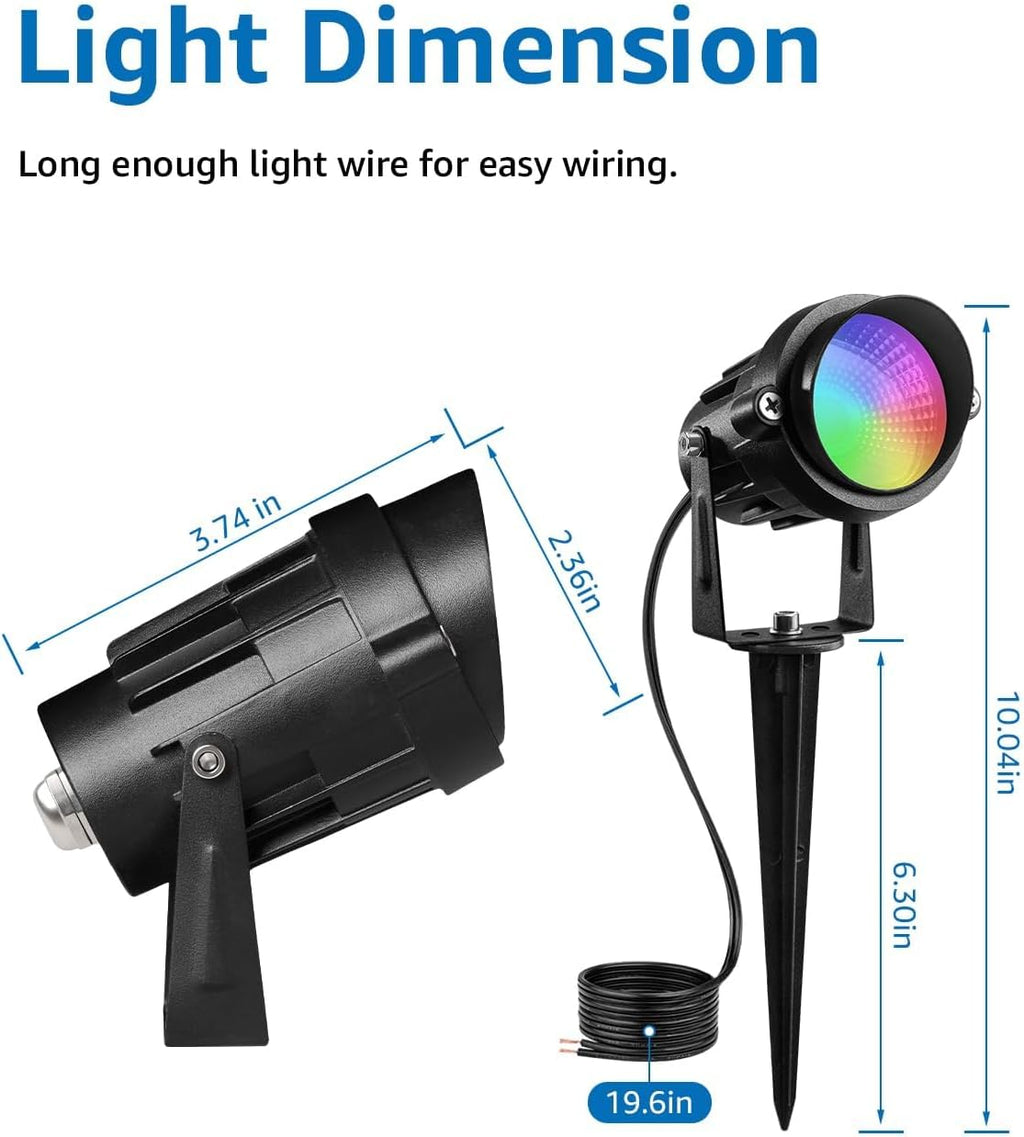 SUNVIE RGBW Low Voltage Landscape Lights Color Changing 12W LED Landscape Lighting Outdoor Waterproof Remote Control for Garden Yard Pathway Christmas Decorative Lighting, 12 Pack with Connector