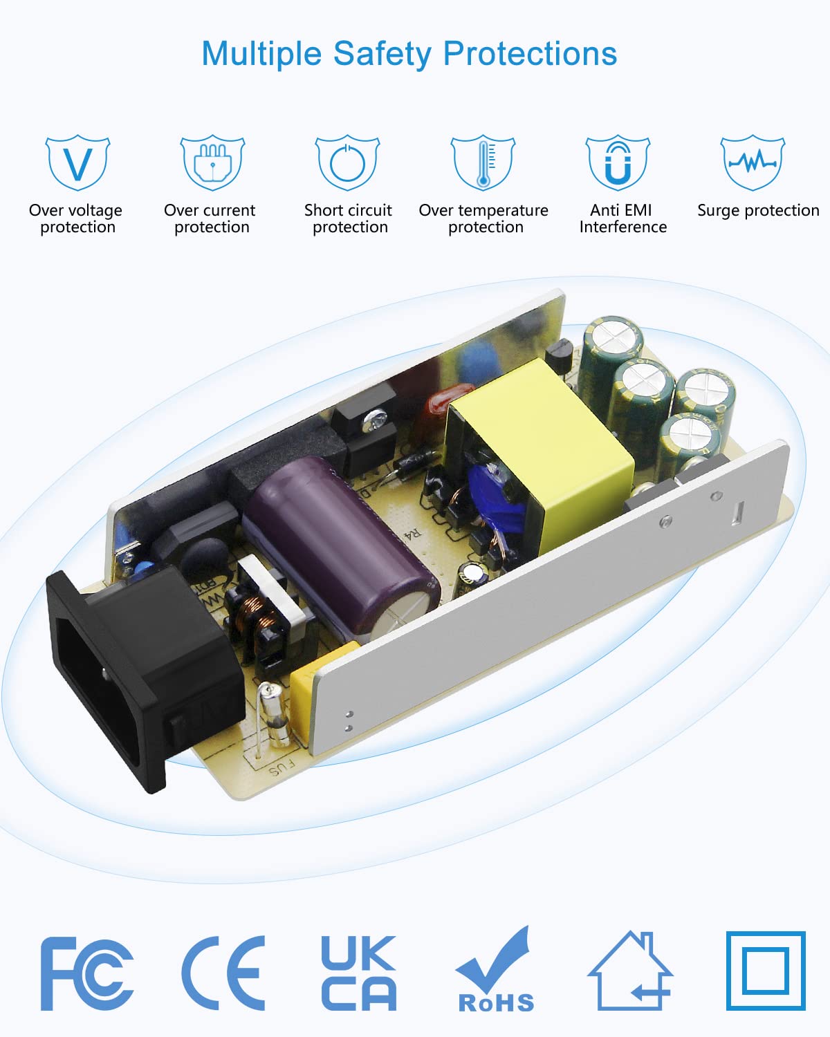 ALITOVE 12 Volt Power Supply 12V 5A Power Adapter AC 100-240V to DC 12V 60W Converter LED Driver Transformer with 5.5x2.5mm Plug for LED Strip Light CCTV Camera Webcam Router Radio transceiver,10pack