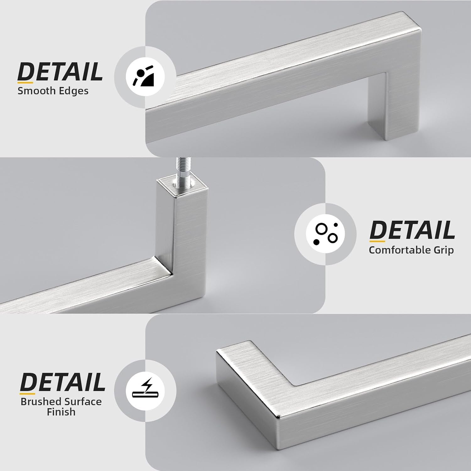 Goldenwarm 50 Pack 5 Inch Brushed Nickel Cabinet Pulls Square Drawer Handles Silver Kitchen Hardware Cupboard Dresser