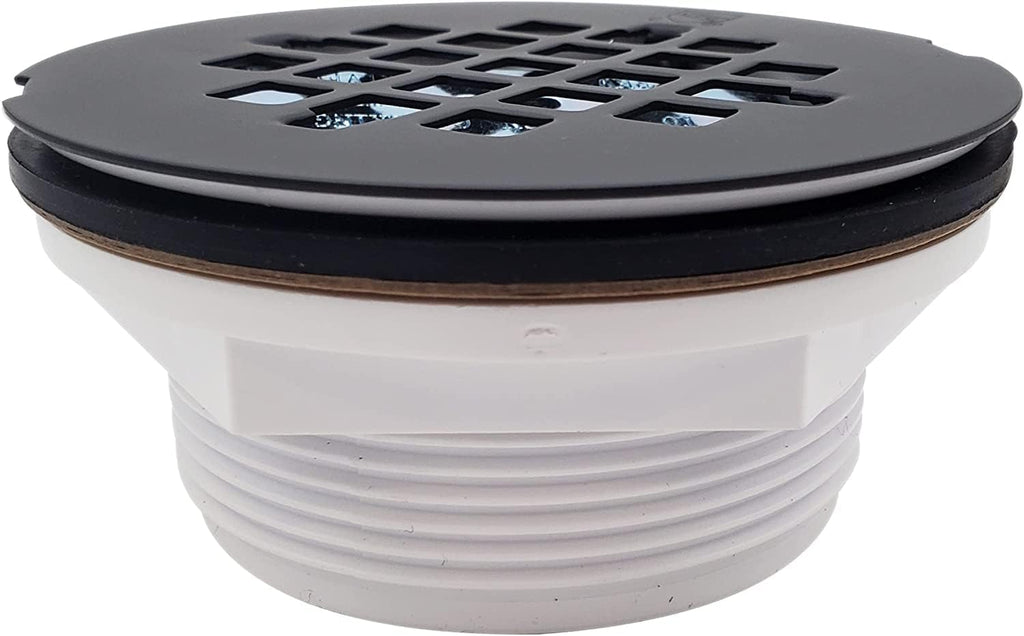 Westbrass D206P-50-12 2' No-Caulk PVC Compression Shower Drain with 4-1/4' Round Grid Cover, Oil Rubbed Bronze (50-Pack)