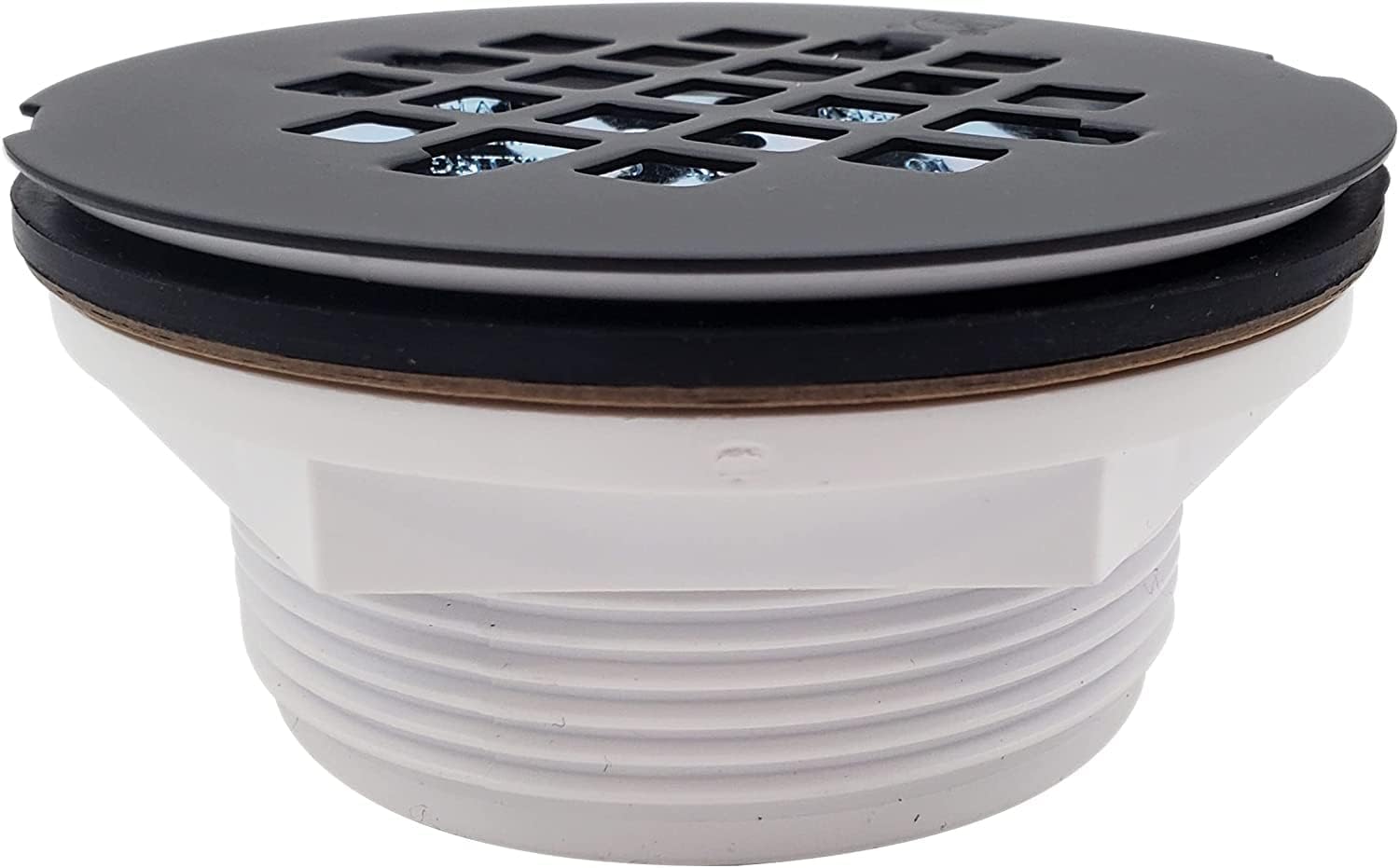 Westbrass D206P-50-12 2' No-Caulk PVC Compression Shower Drain with 4-1/4' Round Grid Cover, Oil Rubbed Bronze (50-Pack)