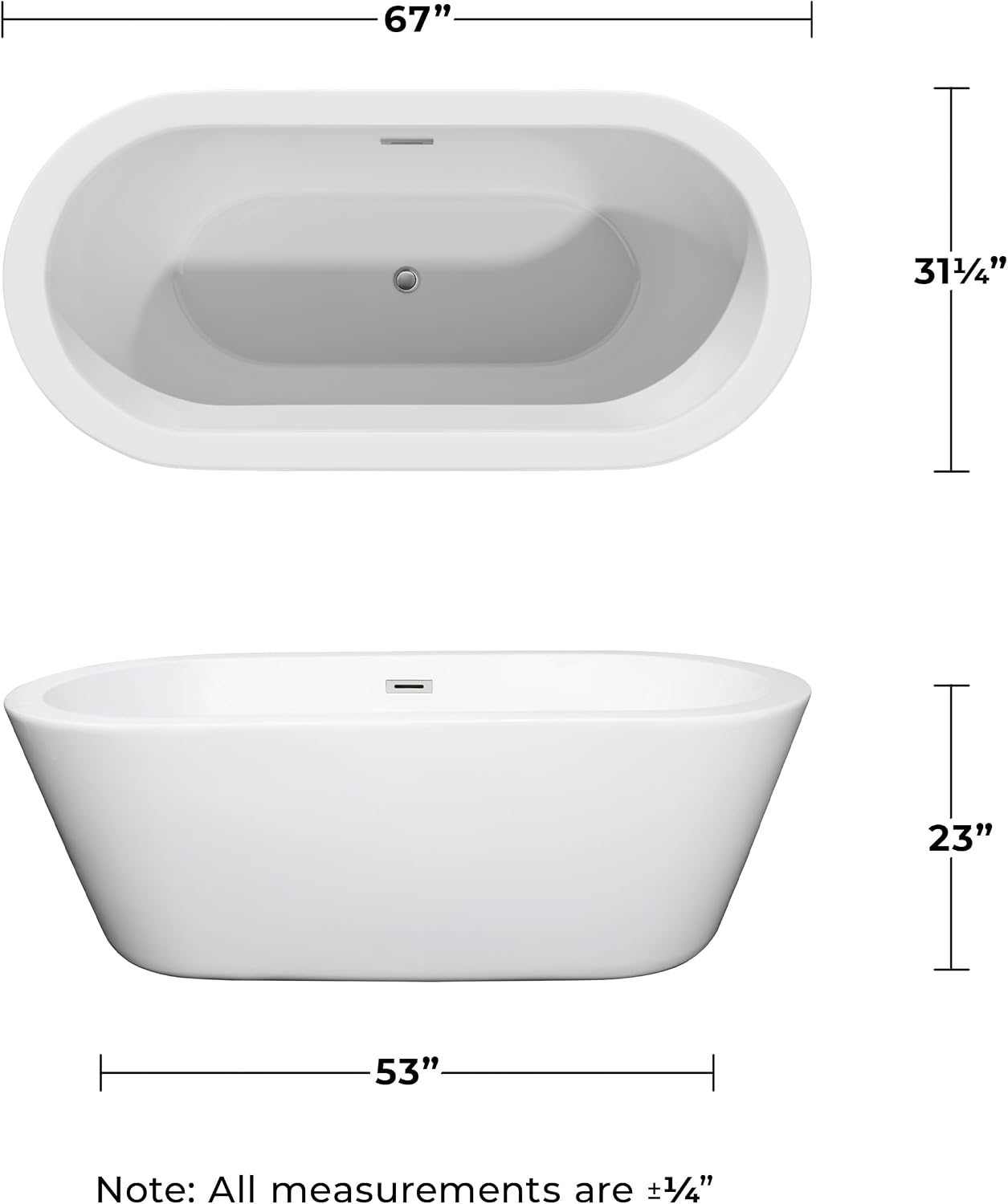 Mermaid 67 inch Freestanding Bathtub in White with Polished Chrome Drain and Overflow Trim