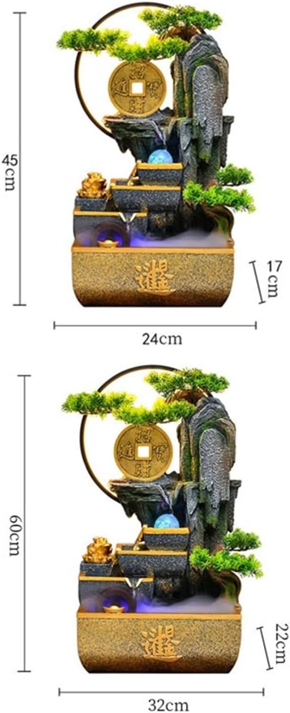 Tabletop Fountain Indoor Tabletop Water Fountain, Home Desktop Waterfall Resin Decoration Waterfall Decor Ornament(Small)