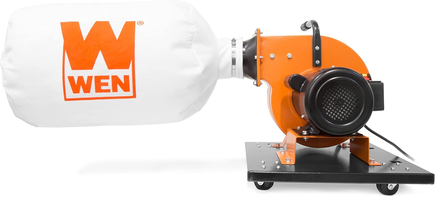 WEN Woodworking Dust Collector, 7.4-Amp Induction Motor with 15-Gallon Bag, Mobile Base, and Optional Wall Mount (DC3474)