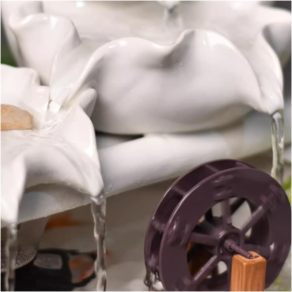 GRFIT Tabletop Fountain Home Creative Wealth Attraction Decoration Desktop Crystal Beads Moisturizing Fountain Fish Tank Gift Ceramic Desktop Decoration Desktop Fountain