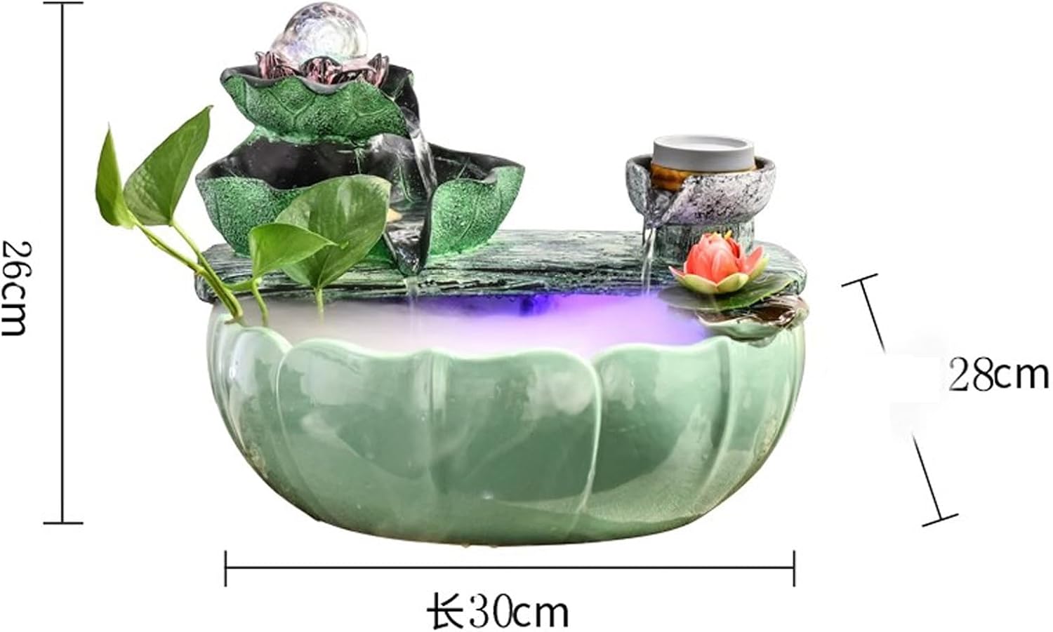 Tabletop Fountain Alpine Fountain Small Decoration Recycling Indoor Crystal Fish Tank Opening ttraction Wealth Desktop Decoration Desktop Fountain Indoor Waterfall(Medium)