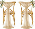 MDS® Pack of 75 Chiffon Chair Sashes Bows for Wedding Events Supplies, Decorations for Birthday Party, Graduation, Engagement, Chair Sashes fits Banquet Chair Cover Tie Back Band - Champagne Gold