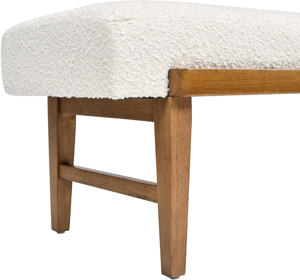 Jennifer Taylor Home Billie 52' Modern Telephone Bench with Sliding Shelf, Ivory White Boucle