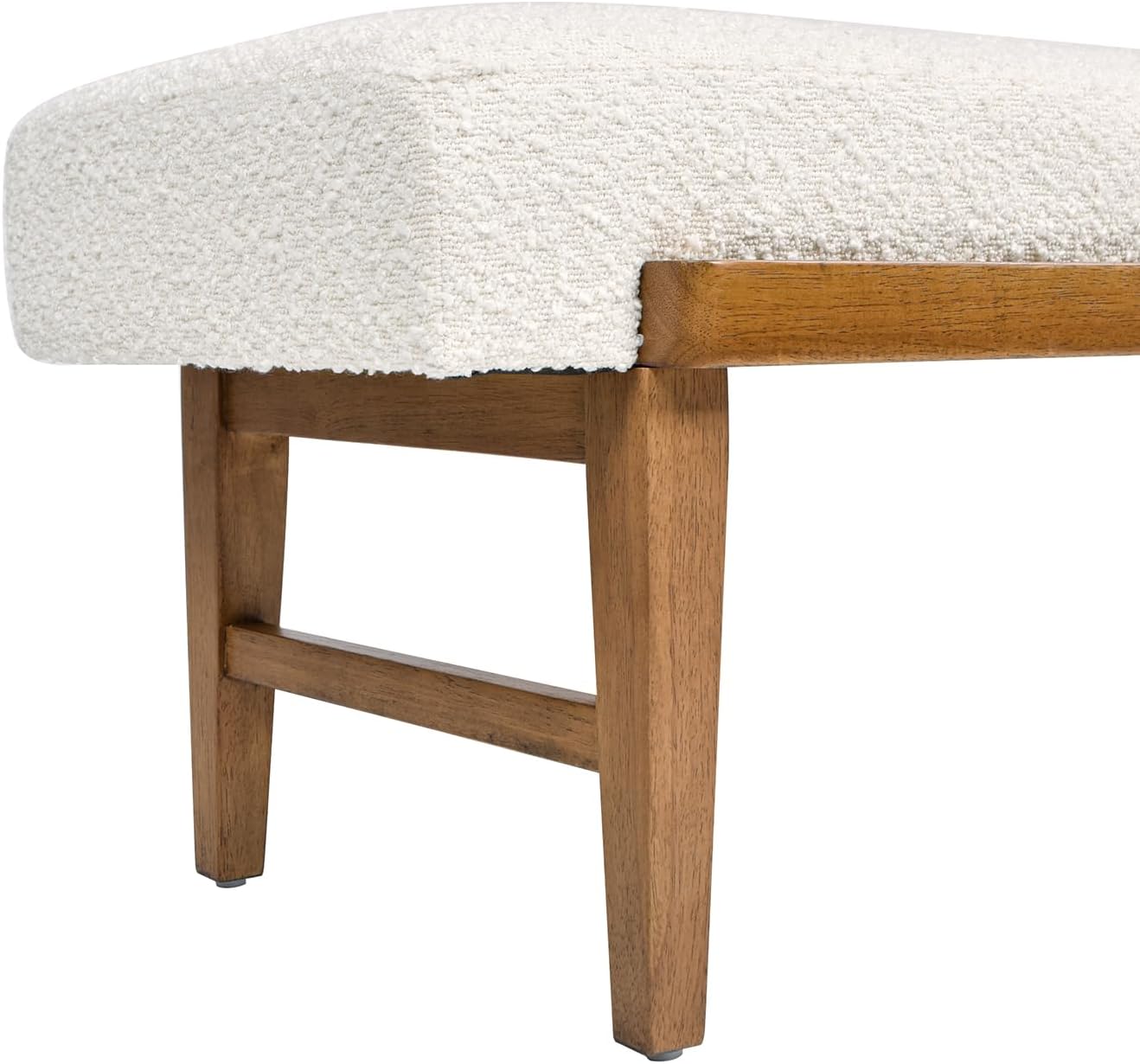Jennifer Taylor Home Billie 52' Modern Telephone Bench with Sliding Shelf, Ivory White Boucle