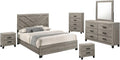 Furniture Rustic Charm Bedroom Set with Chevron Panel Headboard
