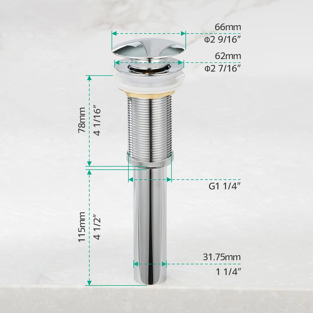 Lefton Rotatable Bathroom Faucet BF2204 with Pop-up Bathroom Sink Drain Stopper Without Overflow D01 (Contemporary, Chrome)