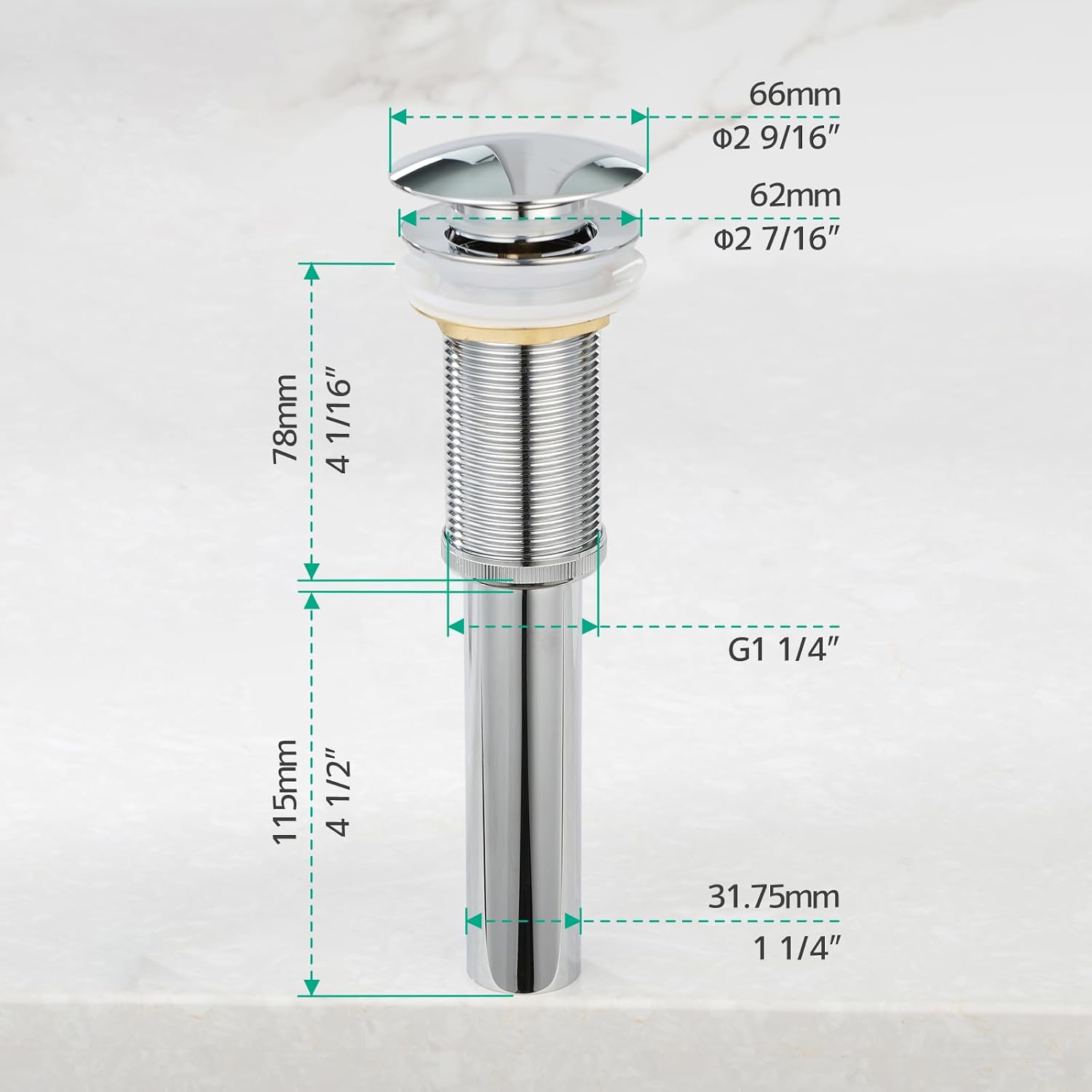 Lefton Rotatable Bathroom Faucet BF2204 with Pop-up Bathroom Sink Drain Stopper Without Overflow D01 (Contemporary, Chrome)