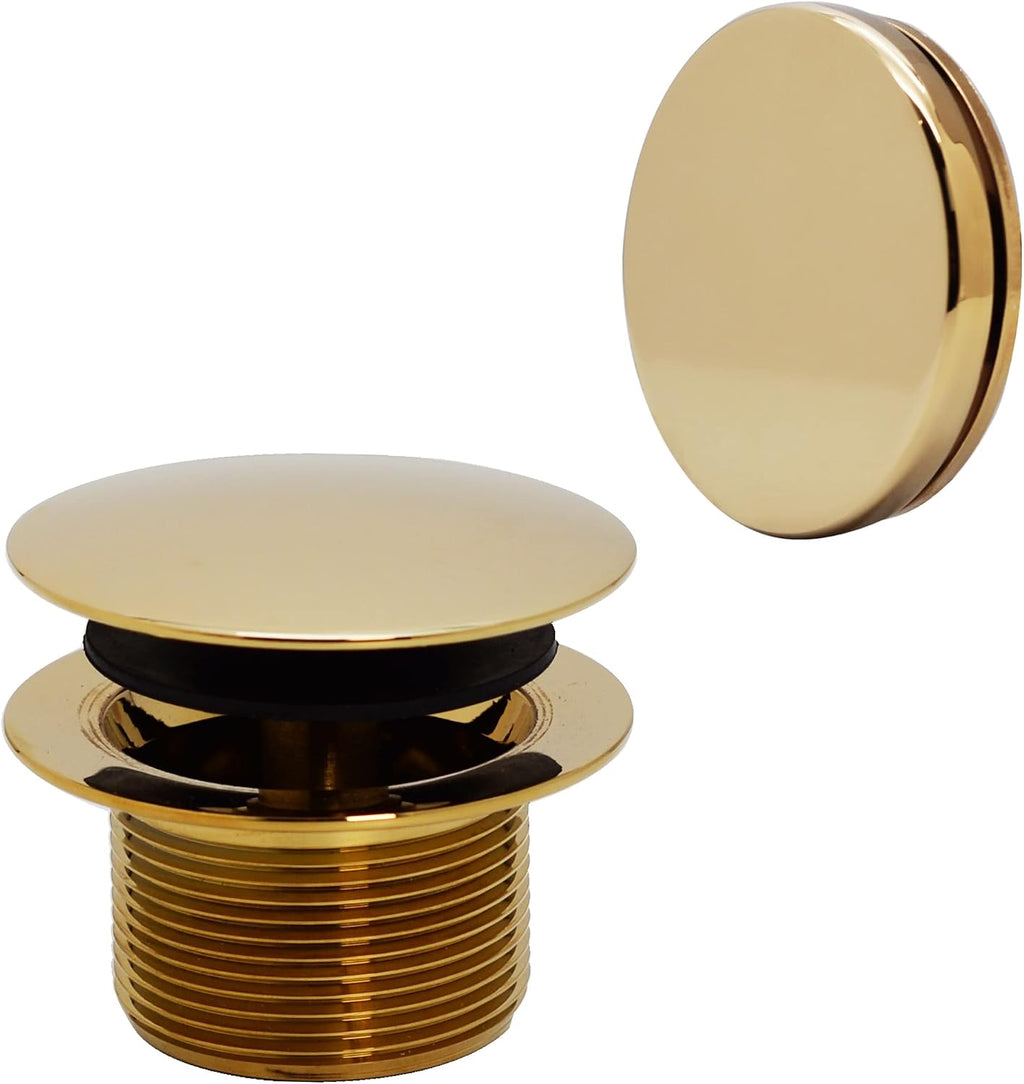 Westbrass A325H-01 14' Brass Bath Waste & Overflow Assembly with European Tip-Toe Drain Plug and Illusionary Faceplate, Polished Brass