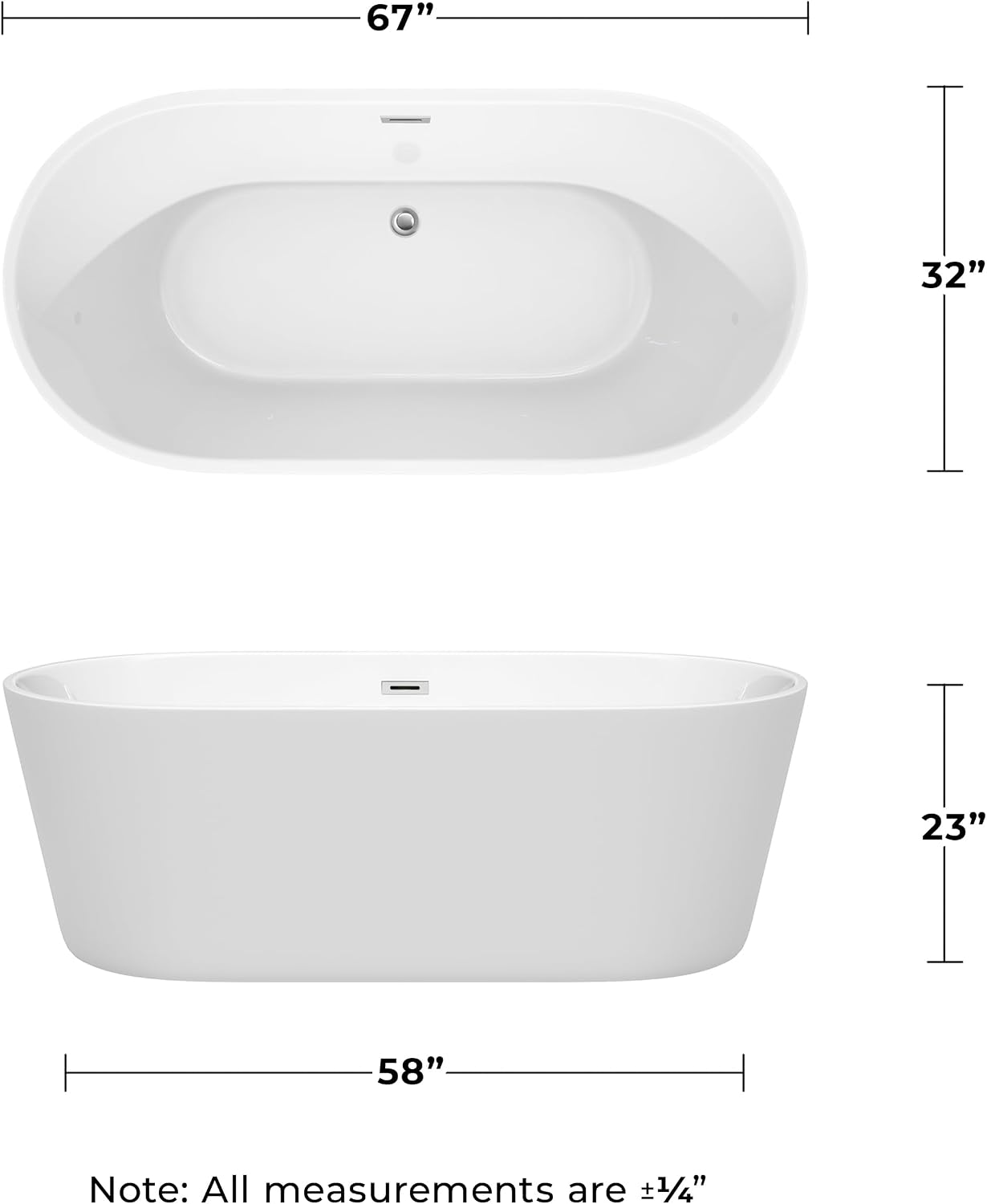 Carissa 67 inch Freestanding Bathtub in White with Polished Chrome Drain and Overflow Trim