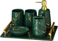 Bathroom soap Dispenser Set, 6 Pieces Bathroom soap Dispenser and Toothbrush Holder Set, Toothbrush Holder, Vanity Tray for Decor Bathroom Countertop, Vanity Organizer -Green