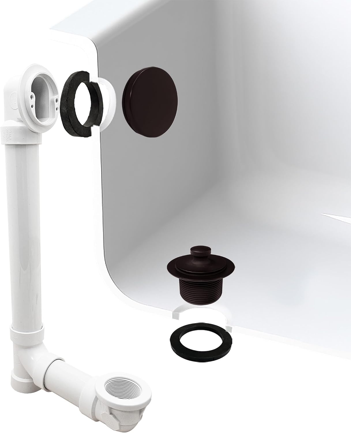 Westbrass 494244H-4-12 SCH. 40 PVC Bath Waste & Overflow Assembly with Illusionary Faceplate and Lift & Turn Drain Plug, 4-Pack, Oil Rubbed Bronze