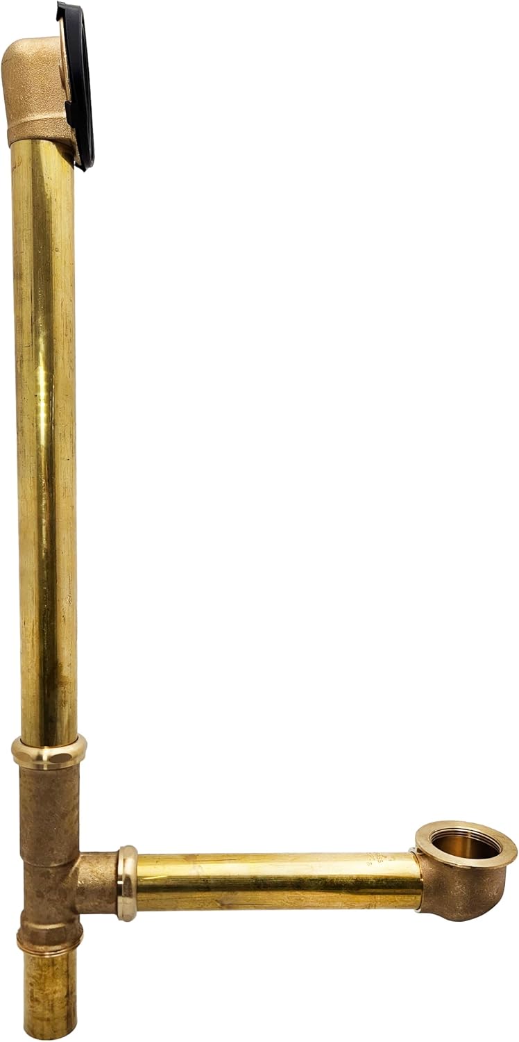 Westbrass A326-26 22-1/2' Brass Bath Waste & Overflow Assembly with Tip-Toe Drain Plug and 2-Hole Faceplate, Polished Chrome