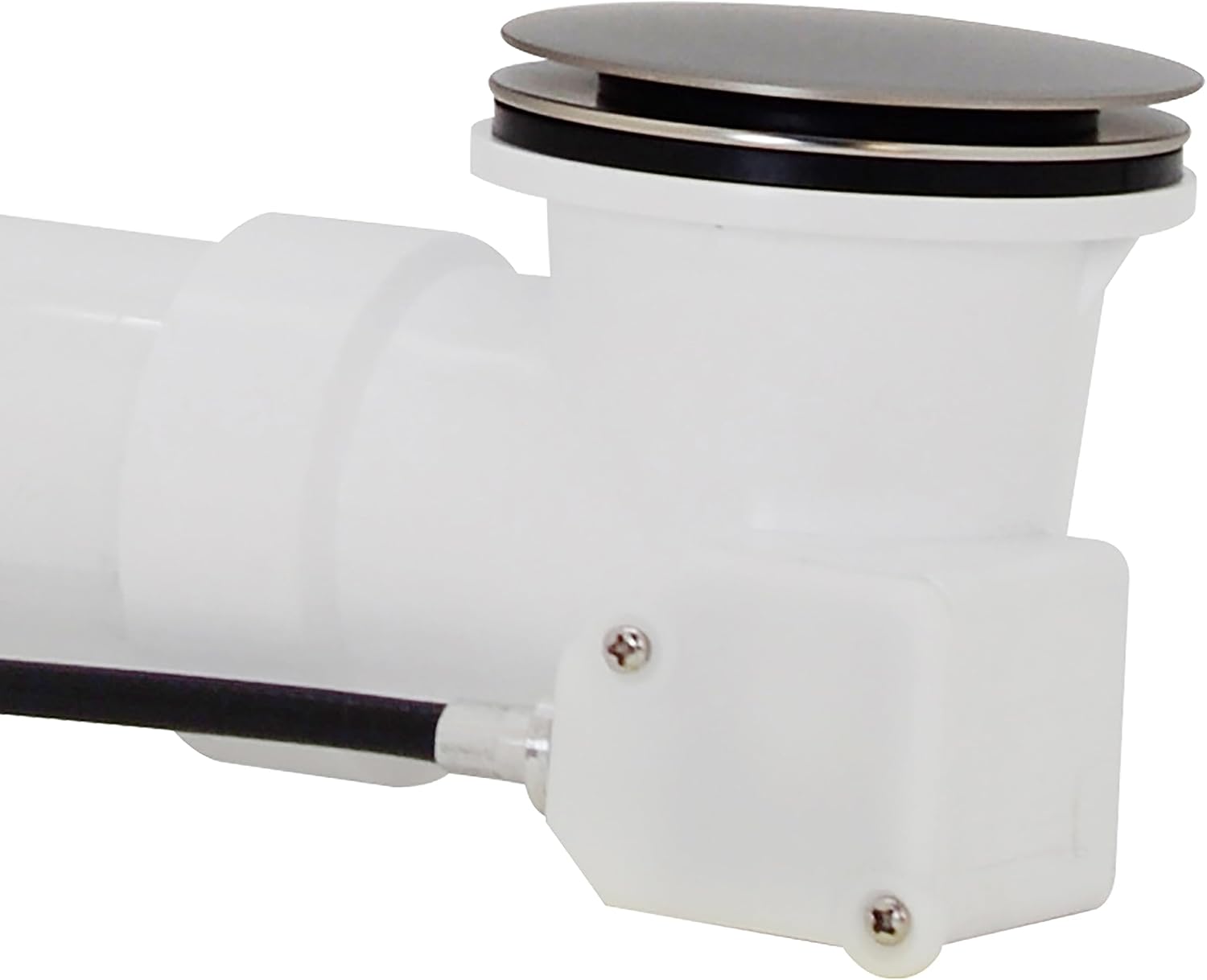 Westbrass D50P27SRE-07 27' Cable Drive Bathtub Drain Trim with Rotary Overflow Cover Knob, Pop-Up Stopper Sch. 40 PVC Fittings, Satin Nickel