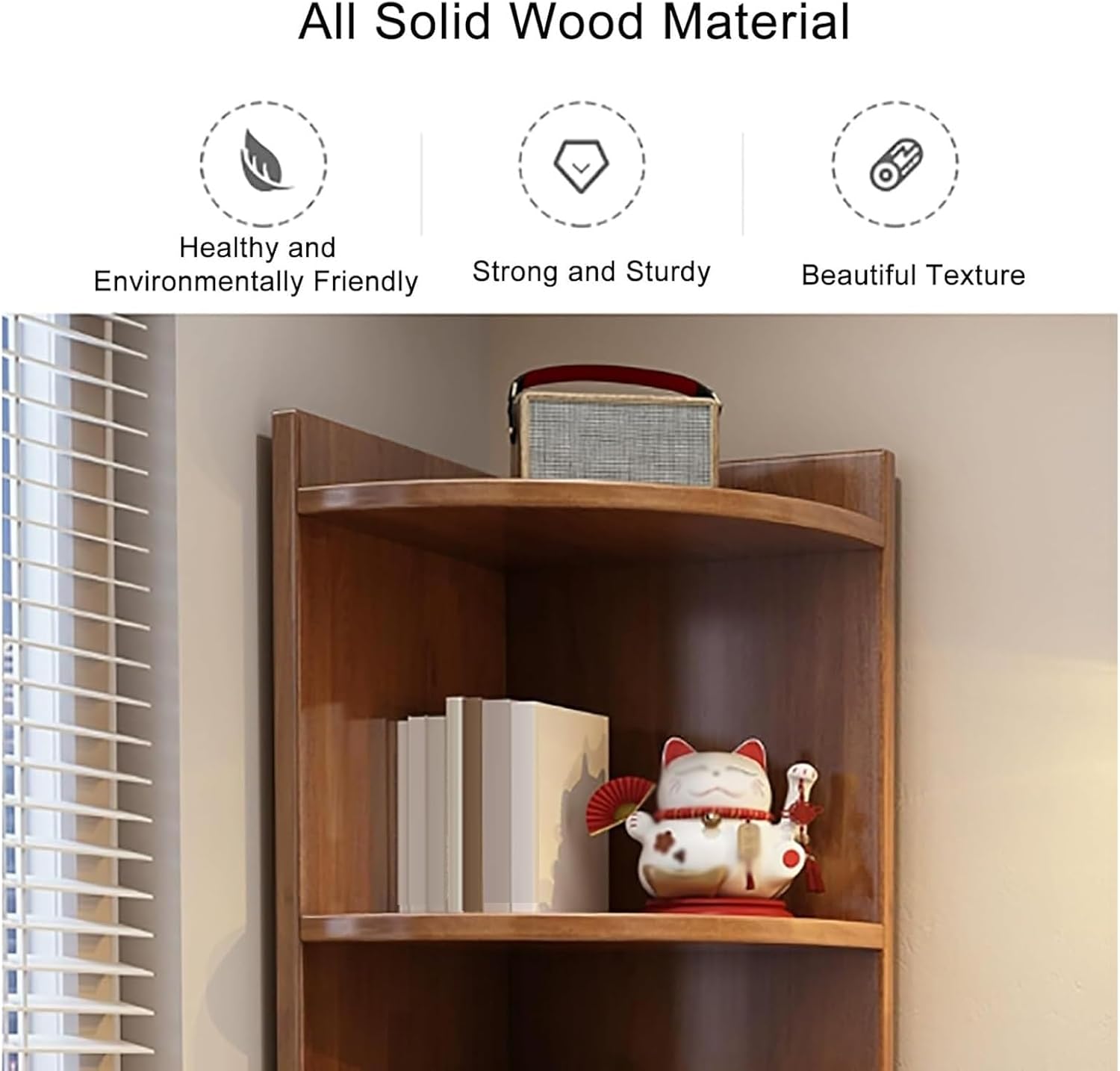 Curved Corner Storage Shelf, 4/5 Tier Wood Corner Bookshelf, Tall Freestanding Bookcase, Small Corner Shelf Counter Organizer Rack, Corner Table for Countertop Bathroom ( Color : White , Size : 3 tier