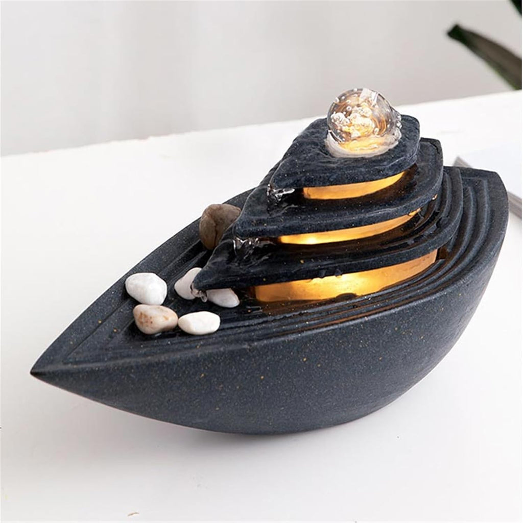 Tabletop Fountain Indoor Tabletop Water Fountain Rotating Ball Waterfall for Home Office Decor(Black)