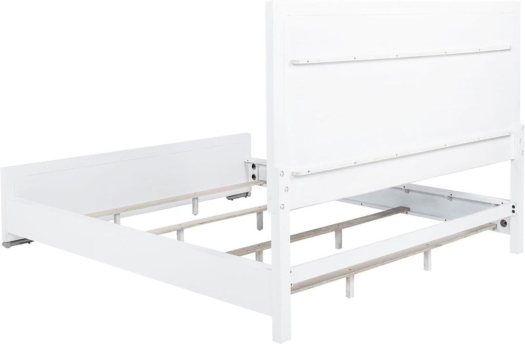 Coaster Home Furnishings - Gracemont - Wood - 4-Piece Bedroom Set with Light Grey Fabric, Vertical Tube, Cord Access and Flat Drawer Fronts - Bedroom - California King Size - White - 225071KW-S4