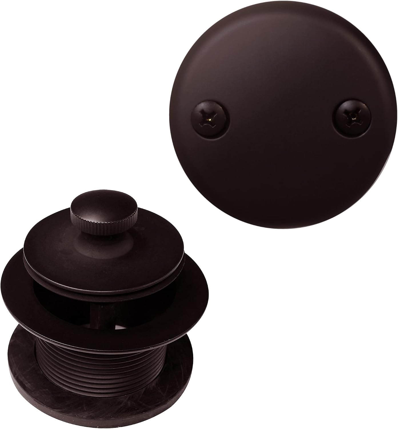 Westbrass 597244-12-12 14' White Poly Tubular Bath Waste & Overflow Assembly with 2-Hole Faceplate and Pull To Close Drain Plug, Oil Rubbed Bronze (12-Pack)