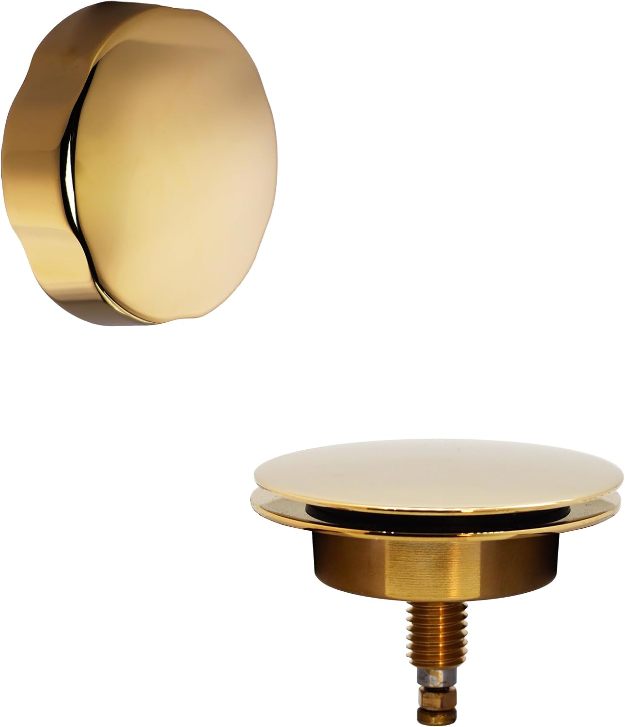 Westbrass A50A27-01 27' SCH. 40 ABS Cable Driven Bath Drain Trim Kit with Rotary Overflow Cover Knob and Pop-Up Stopper, Polished Brass