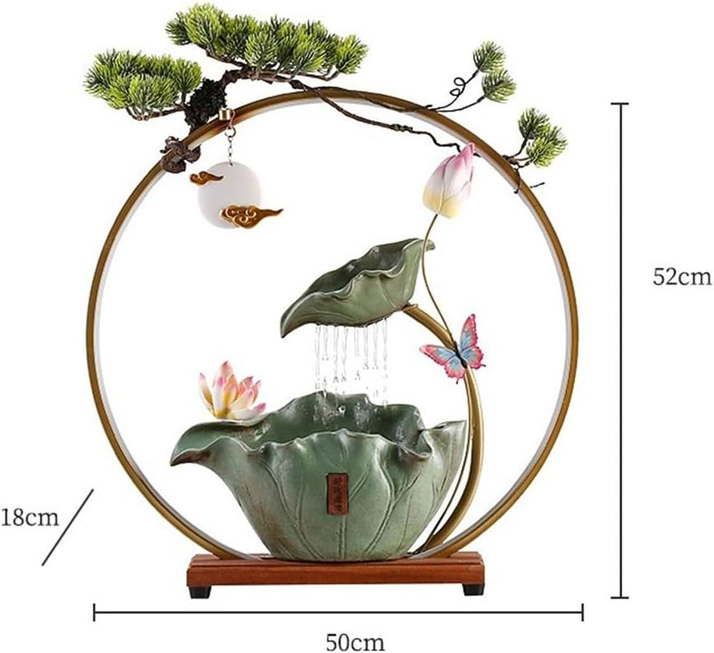 Tabletop Fountain Flowing Water Circulation Ornaments Desktop Fountain Ceramic Lotus Decorations