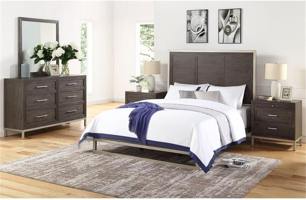 Steve Silver Broomfield Walnut Engineered Wood King 5-Piece Bedroom Set