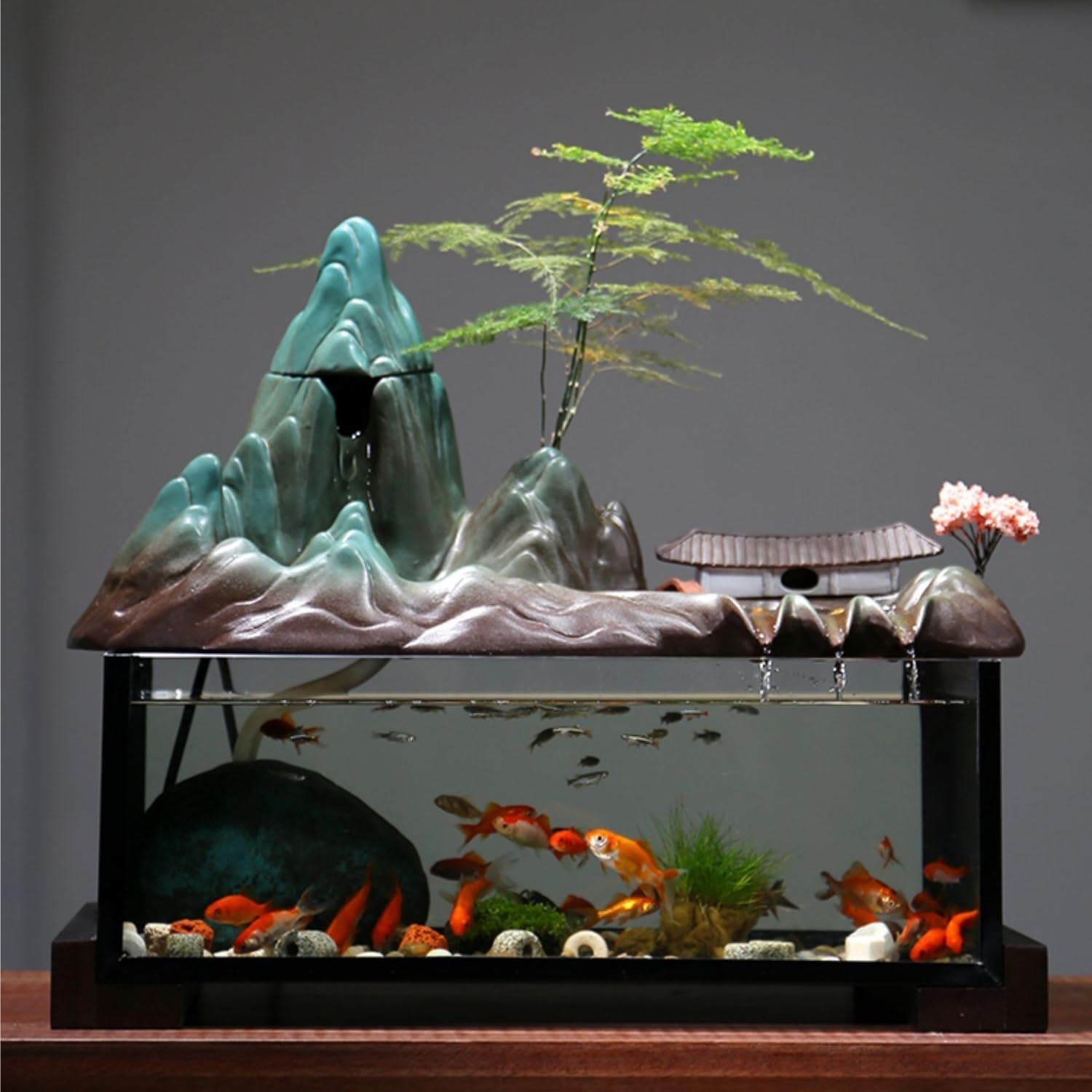 Tabletop Fountains Fish Tank Water Ornaments Circulating Water Fish Pond Rockery Landscape Humidifier Living Room Creative Office Decoration Indoor Tabletop Water Fountain