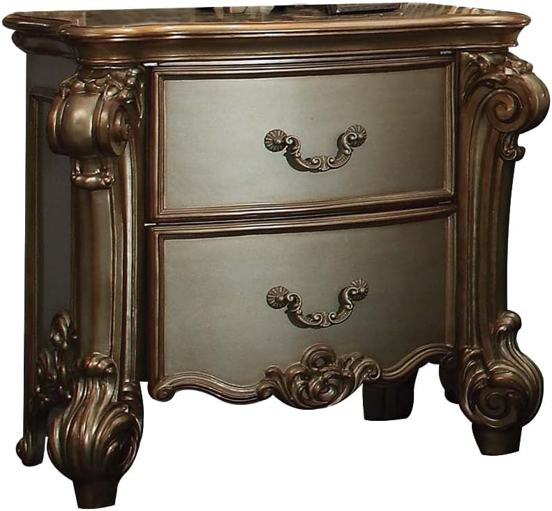 ACME Vendome Nightstand - - Gold Patina & Bone