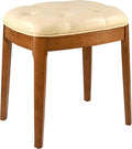 Vanity Stool with Padded Cushion, Vanity Bench with Wood Legs, Piano Bench Seat with with Solid Wood Legs, Backless Vanity Stool for Makeup Room, Bedroom, Dining Room and Study Room, Beige