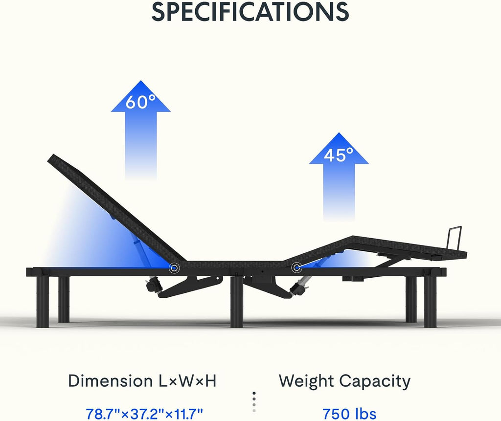 FLEXISPOT Split King Adjustable Bed Frame with 12' Gel Memory Foam Mattress – Zero Gravity & Soothing Massage, Medium-Firm Support, Bamboo Viscose Cover, 750 lbs Capacity
